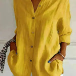 Fashionable Lapel Long Sleeve Shirt Top Women's Single-breasted Pleated Shirt Women Tops - EX-STOCK CANADA