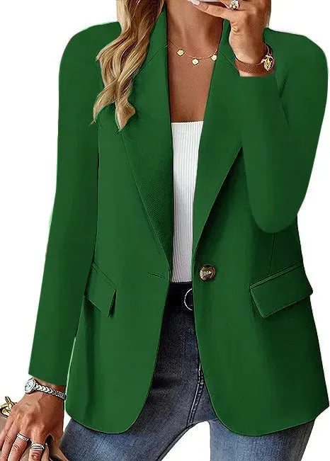 Fashion Casual Women Blazer Long-sleeved Solid Color Casual Cardigan Small Suit Jacket For Women Elegant Office Lady Outerwear - EX-STOCK CANADA