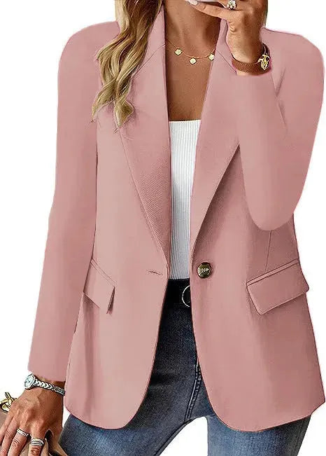 Fashion Casual Women Blazer Long-sleeved Solid Color Casual Cardigan Small Suit Jacket For Women Elegant Office Lady Outerwear - EX-STOCK CANADA