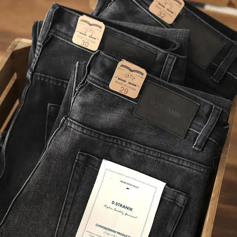 Denim Cotton Men's Heavy Black Washed Denim Jeans Pant trouser