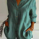 Fashionable Lapel Long Sleeve Shirt Top Women's Single-breasted Pleated Shirt Women Tops - EX-STOCK CANADA