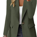 Fashion Casual Women Blazer Long-sleeved Solid Color Casual Cardigan Small Suit Jacket For Women Elegant Office Lady Outerwear - EX-STOCK CANADA