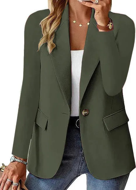 Fashion Casual Women Blazer Long-sleeved Solid Color Casual Cardigan Small Suit Jacket For Women Elegant Office Lady Outerwear - EX-STOCK CANADA
