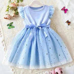 Fashionable Little Girl Starry Princess Dress Tulle Birthday dress Party dress for kids