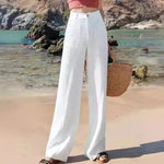 Fashion Summer informal de pantalones de pantalón de la llaza alta de la cintura para mujeres