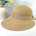 Summer Women's Wide Brorim Bowknot All-Match Woven Sun Sol