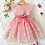 Fashionable Little Girl Starry Princess Dress Tulle Birthday dress Party dress for kids
