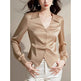 V-neck Long Sleeve Waist Trimming Shirt Women - EX-STOCK CANADA