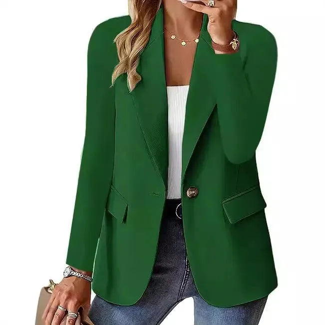 Fashion Casual Women Blazer Long-sleeved Solid Color Casual Cardigan Small Suit Jacket For Women Elegant Office Lady Outerwear - EX-STOCK CANADA