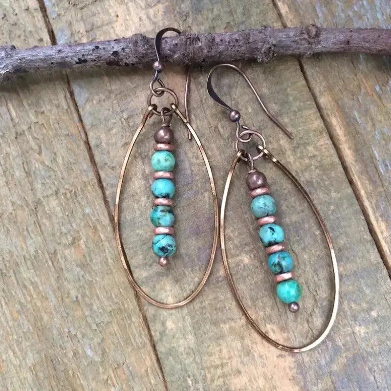 Turquoise Beaded Bohemian Vintage Earrings - EX-STOCK CANADA