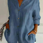 Fashionable Lapel Long Sleeve Shirt Top Women's Single-breasted Pleated Shirt Women Tops - EX-STOCK CANADA