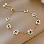 Pearl Flowers Bracelet All-match Fashion Adjustable Chain Bracelet for women