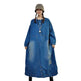 Loose-fitting Casual Round-neck Long-sleeved Oversized Long Denim Dress - EX-STOCK CANADA