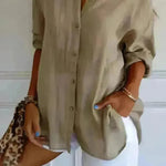 Fashionable Lapel Long Sleeve Shirt Top Women's Single-breasted Pleated Shirt Women Tops - EX-STOCK CANADA