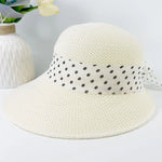 Summer Women's Wide Brorim Bowknot All-Match Woven Sun Sol