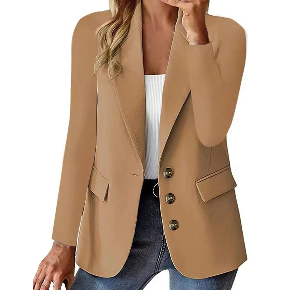 Fashion Casual Women Blazer Long-sleeved Solid Color Casual Cardigan Small Suit Jacket For Women Elegant Office Lady Outerwear - EX-STOCK CANADA