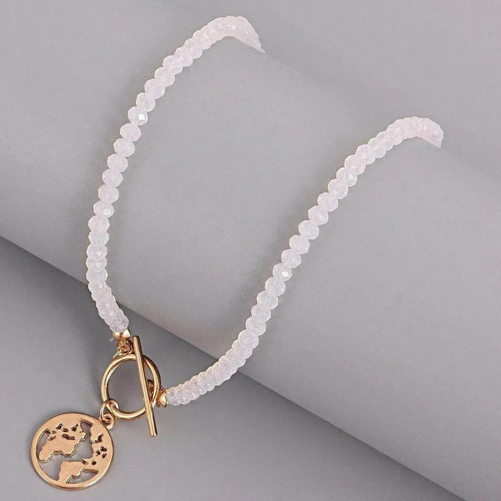 OT Buckle World Map Plate-shaped Pendant Necklace For Women - EX-STOCK Canada