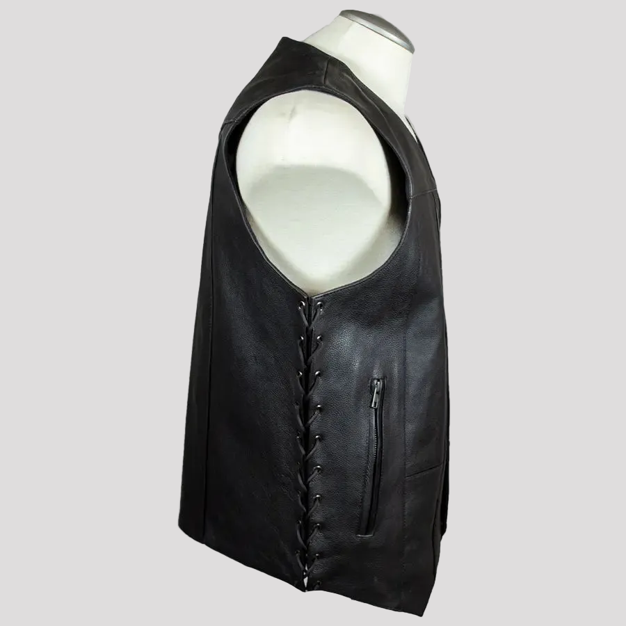 Open Road Men's 10 Pocket Leather Vest 