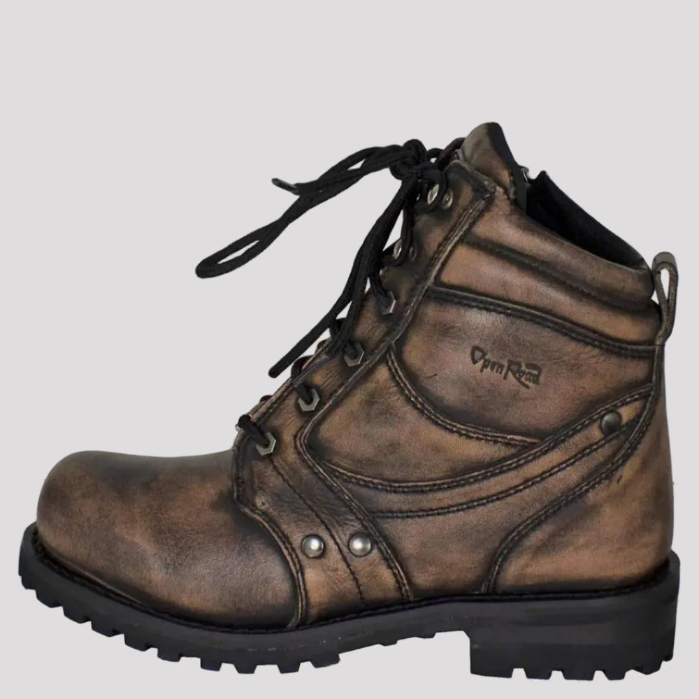 Open Road Men's 7" Lace-Up Motorcycle Boots 