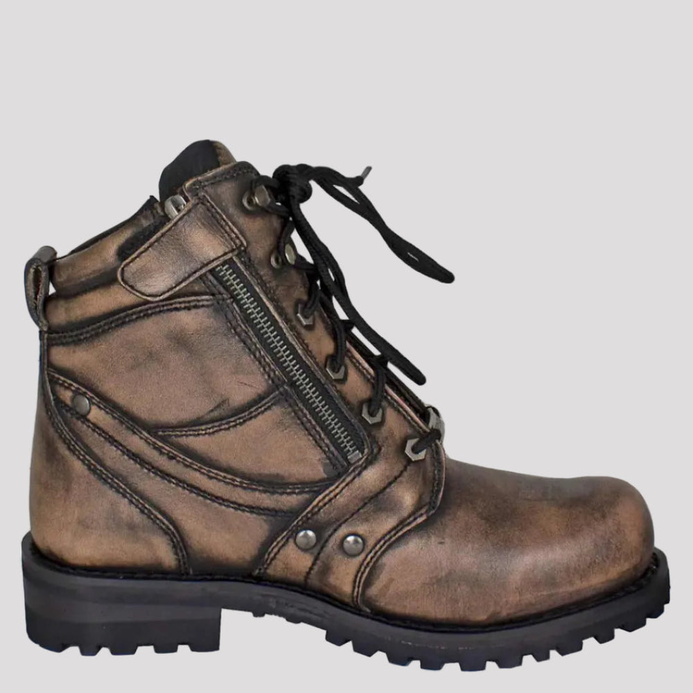 Open Road Men's 7" Lace-Up Motorcycle Boots 