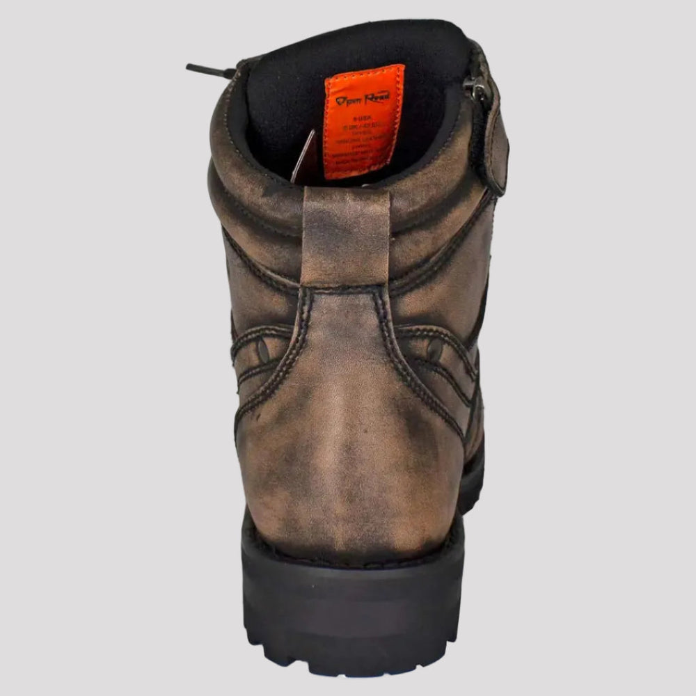 Open Road Men's 7" Lace-Up Motorcycle Boots 