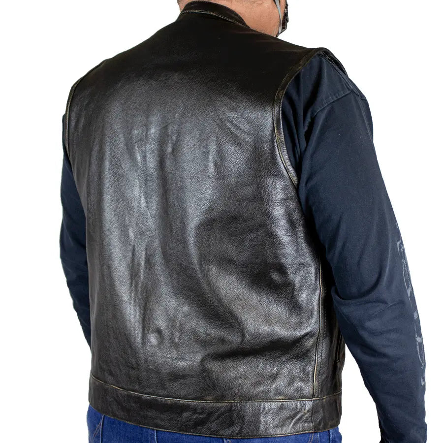 Open Road Men's Distressed Leather Club Vest EX-STOCK Canada 