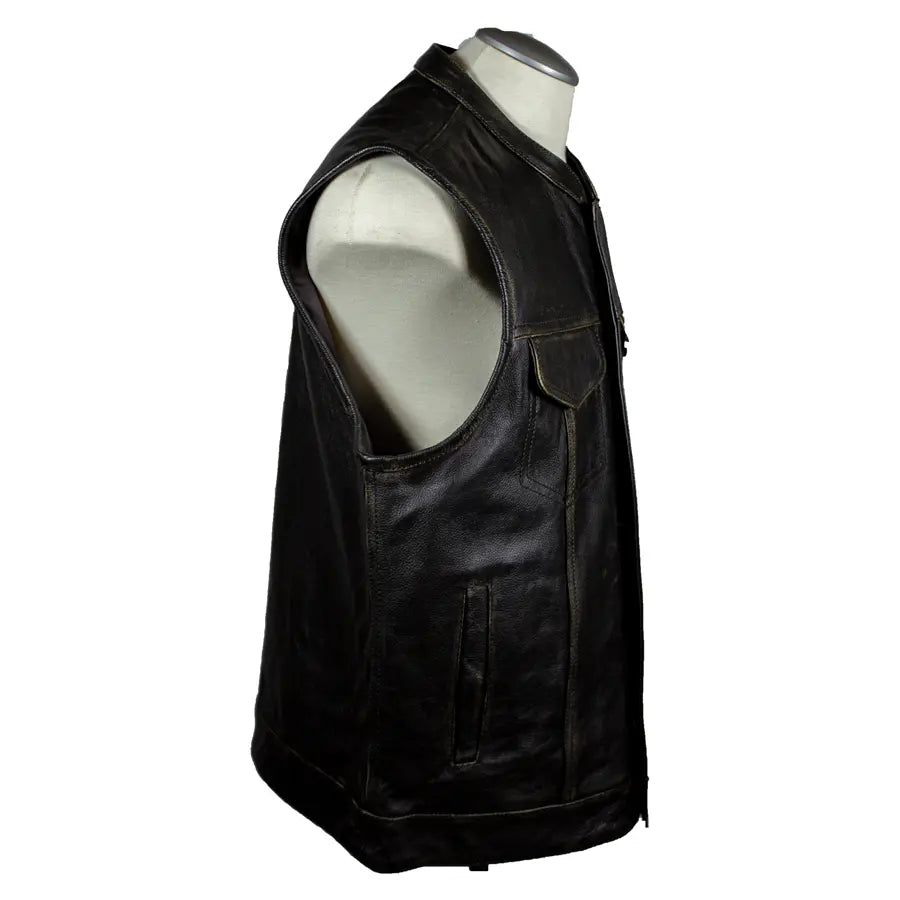 Open Road Men's Distressed Leather Club Vest EX-STOCK Canada 