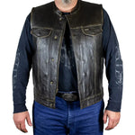 Open Road Men's Distressed Leather Club Vest EX-STOCK Canada 
