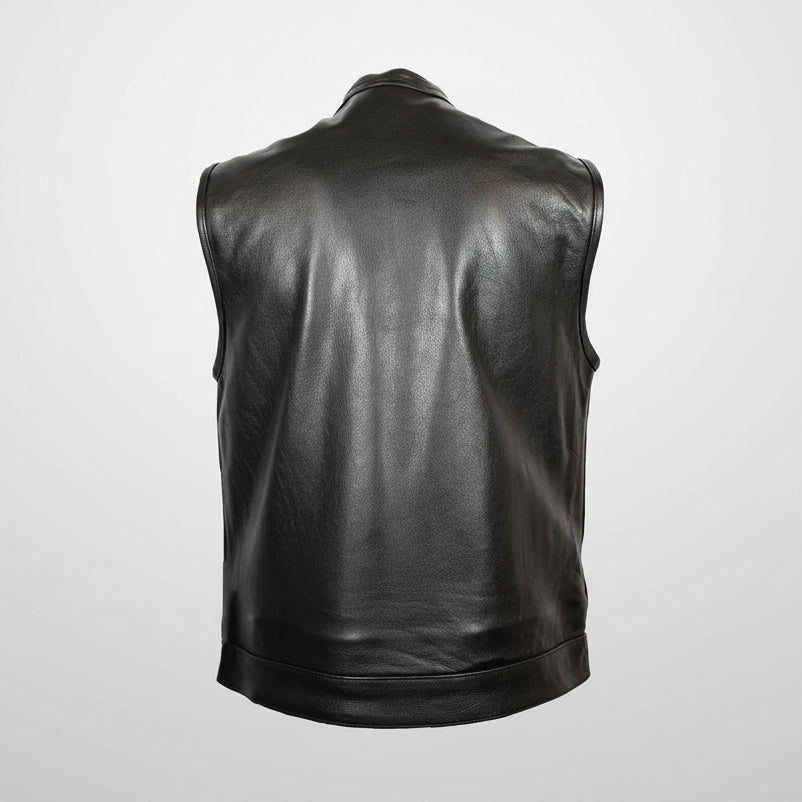 Open Road Men's Flannel Lined Leather Club Vest 