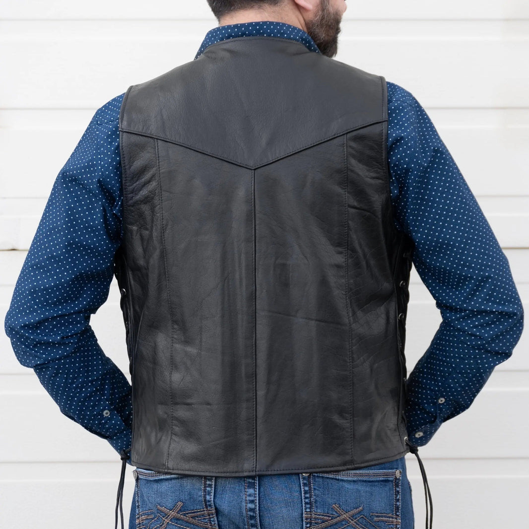 Gilet en cuir à lacets sur les côtés pour homme Open RoadEX-STOCK Canada 