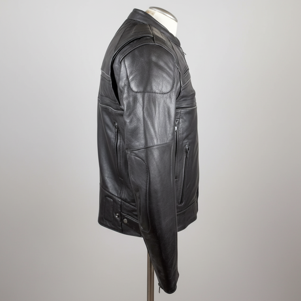 Open Road Men's Leather Armored Riding Jacket 