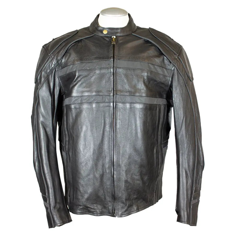Veste de moto en cuir pour homme Open Road avec bandes réfléchissantesEX-STOCK Canada 