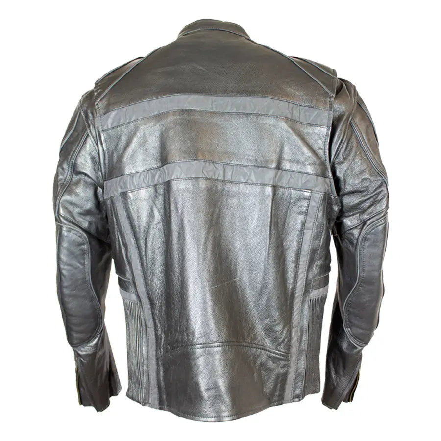 Veste de moto en cuir pour homme Open Road avec bandes réfléchissantesEX-STOCK Canada 
