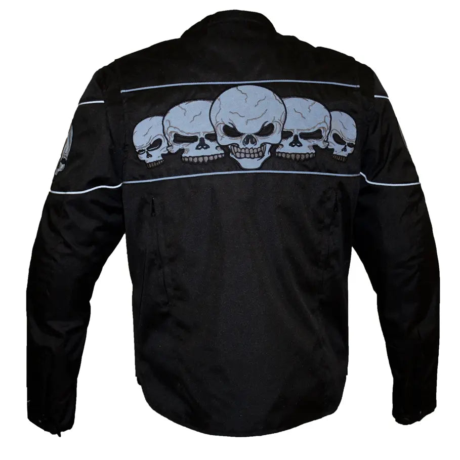 Open Road Men's Reflective Skull Textile Motorcycle Jacket EX-STOCK Canada 