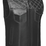 Open Road Men's Upside Leather with White Stitched Diamonds Vest EX-STOCK Canada 
