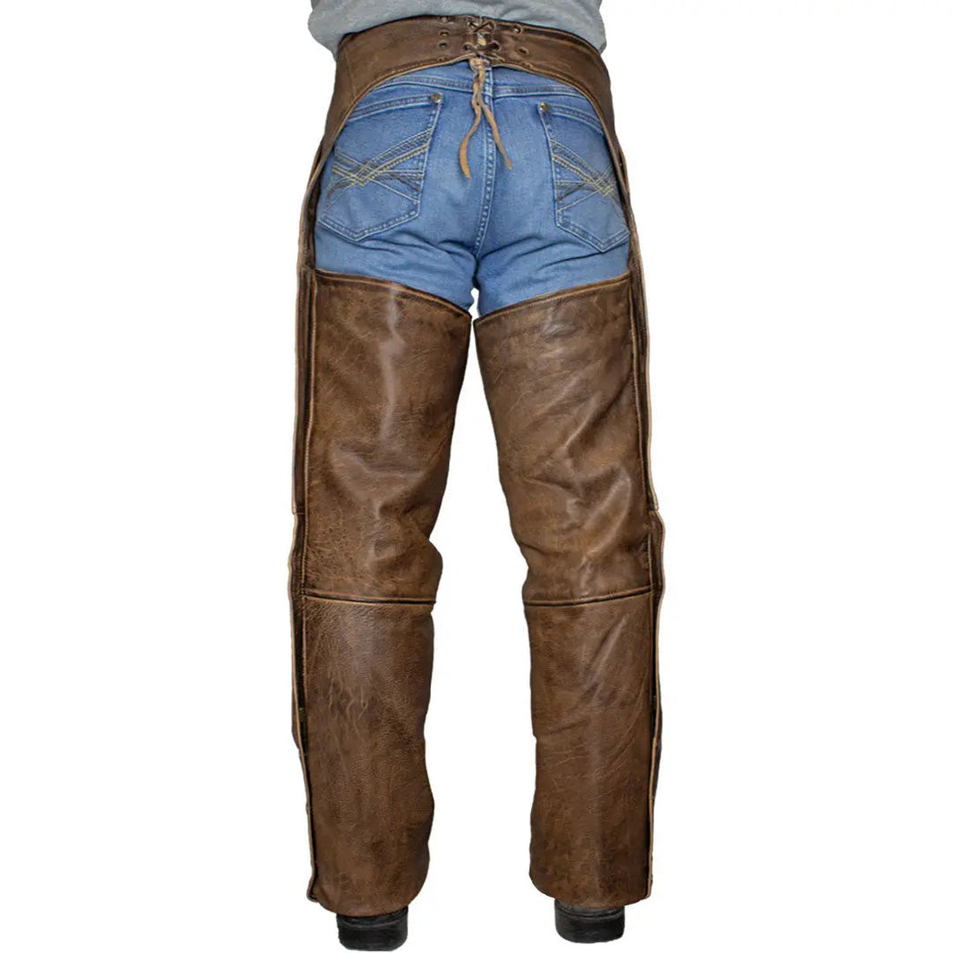 Open Road Men's Vintage Brown 4 Pocket Premium Leather Chaps EX-STOCK Canada 