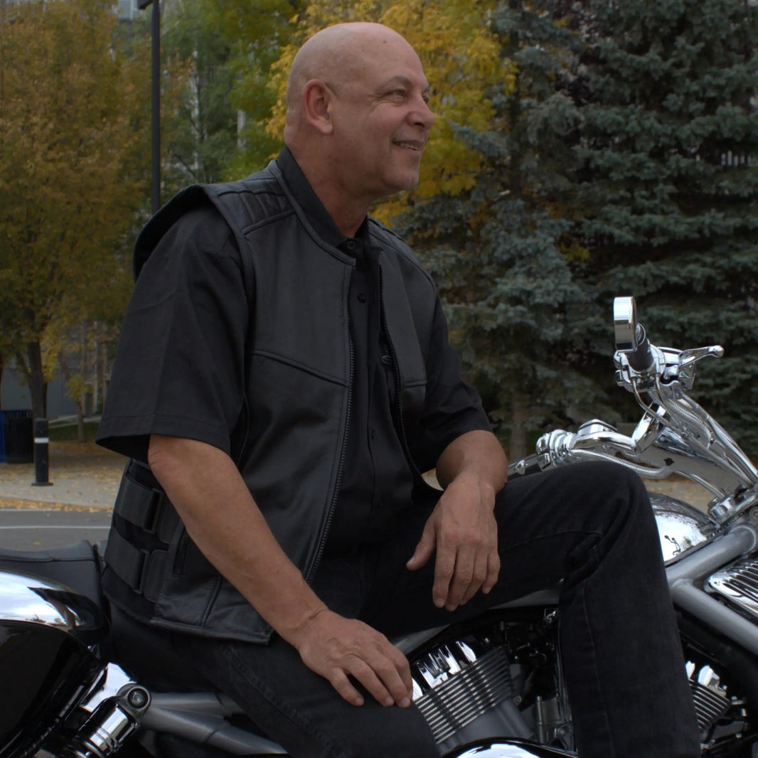 Open Road Men's Zip-Up Tactical Leather Vest EX-STOCK Canada 