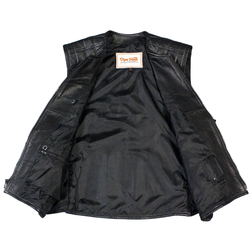 Open Road Herren Lederweste mit Reißverschluss und taktischem DesignEX-STOCK Canada 