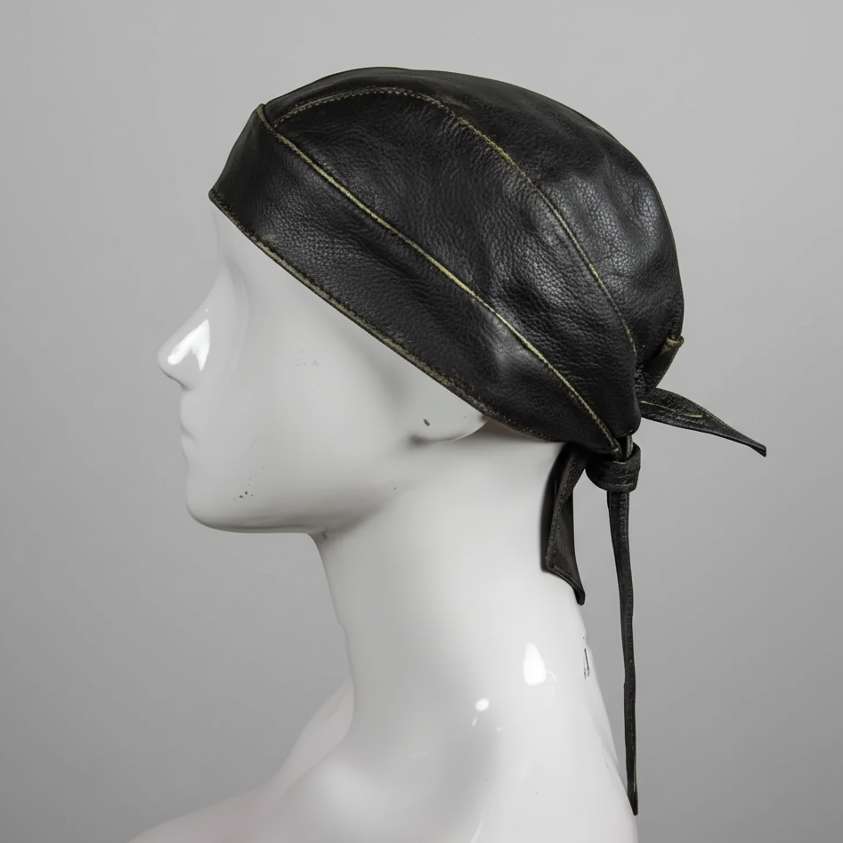 Open Road Rub Off Brown Leather Skull Cap 