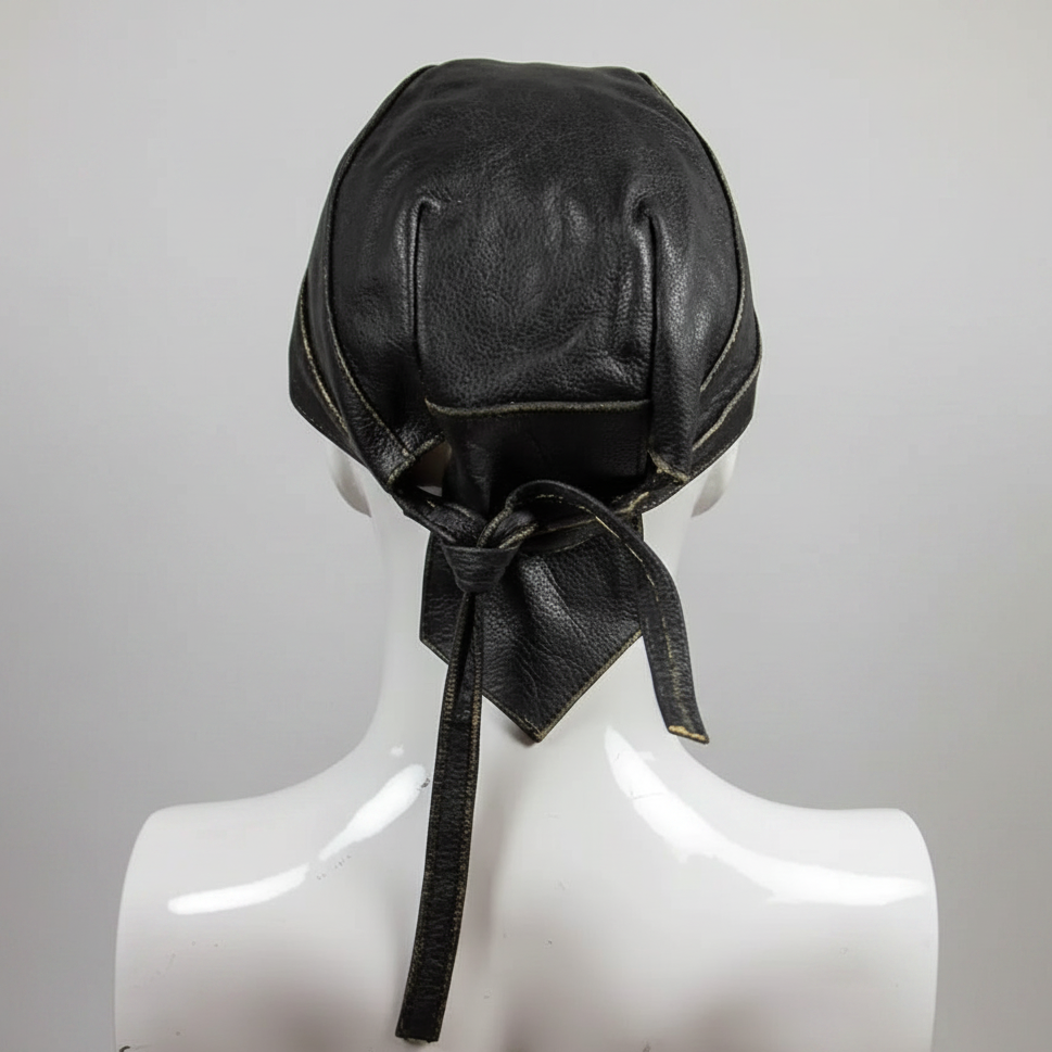 Open Road Rub Off Brown Leather Skull Cap 