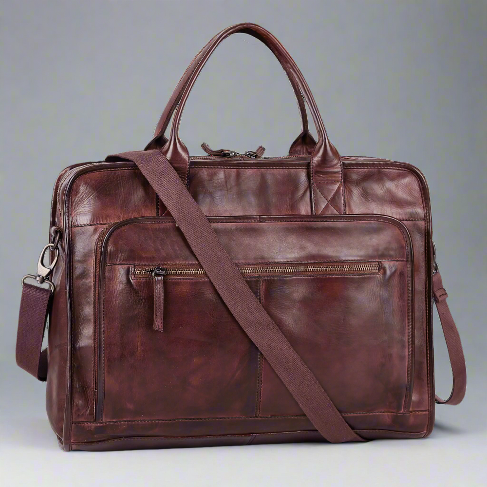 BOL/Open Road Two Handle Messenger Laptop Leather Bag EX-STOCK Canada 