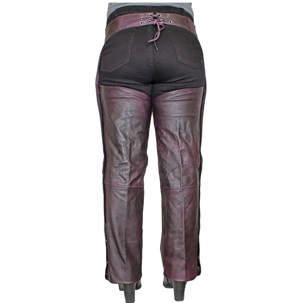 Open Road Women's Dark Purple Wash Leather Chaps EX-STOCK Canada 