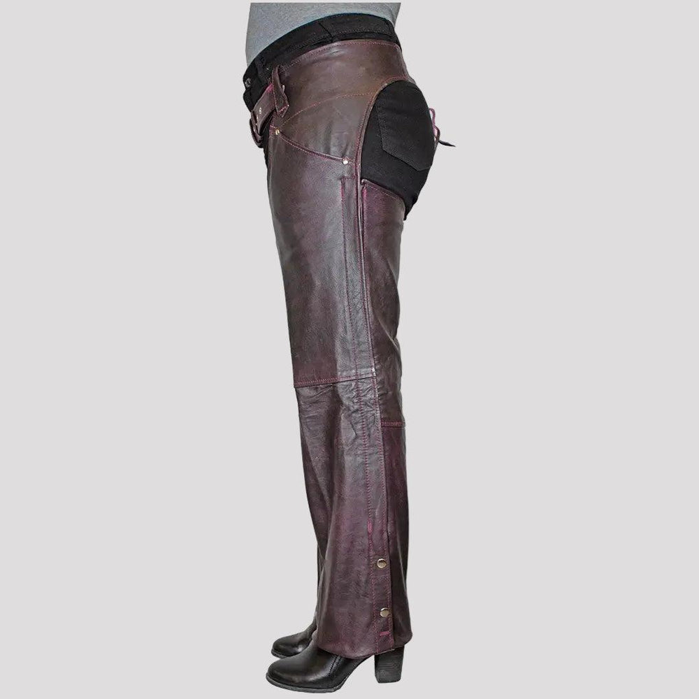 Open Road Women's Dark Purple Wash Leather Chaps 