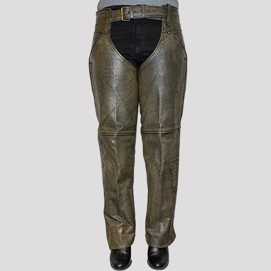 Open Road Women's Distressed Brown Leather Chaps 