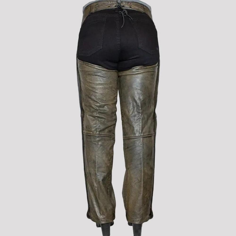 Chaps in pelle marrone consumata da donna Open Road 