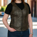 Open Road Women's Distressed Brown Vest EX-STOCK Canada 