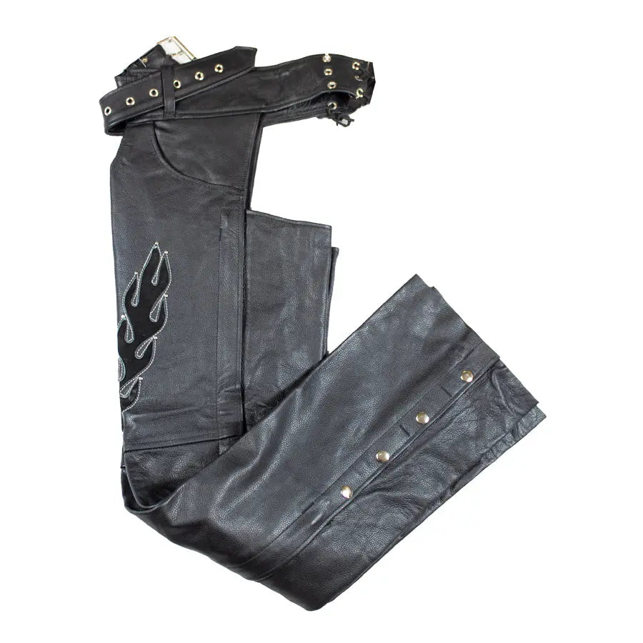 Open Road Women's Flame Inlay Premium Leather Chaps EX-STOCK Canada 