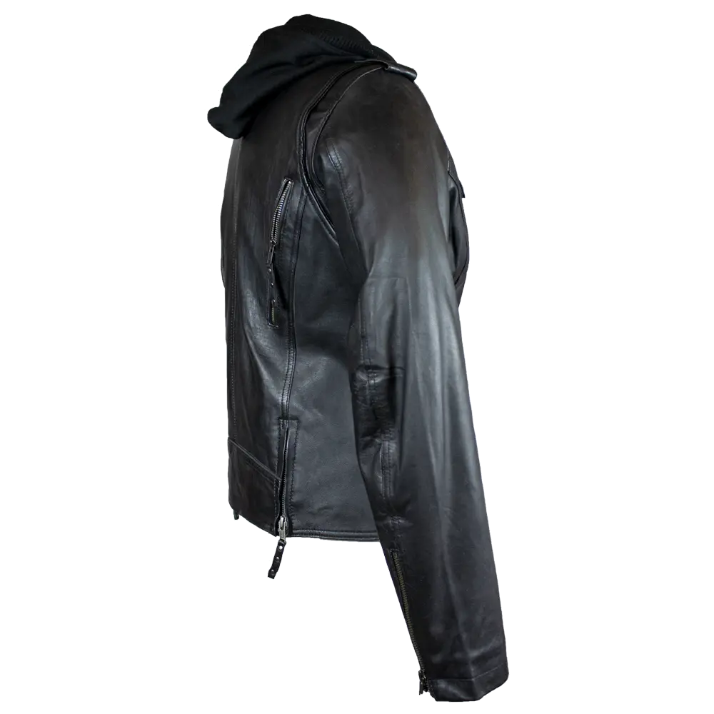 Open Road Women's Hooded Classic Leather Motorcycle Jacket EX-STOCK Canada 