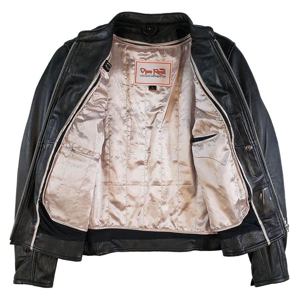 Open Road Women's Racer Leather Motorcycle Jacket EX-STOCK Canada 