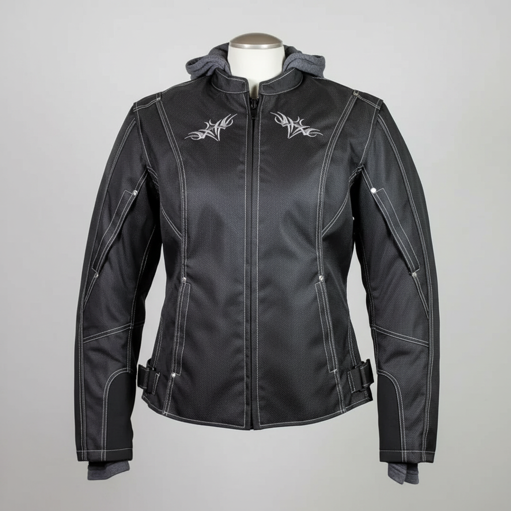 Open Road Damen Zip-Out Hoodie Reflektierende Textil-Motorradjacke 